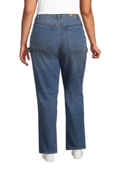 Lands' End Plus Size Recover High Rise Relaxed Straight Leg Utility Blue Jeans - Blue cruiser