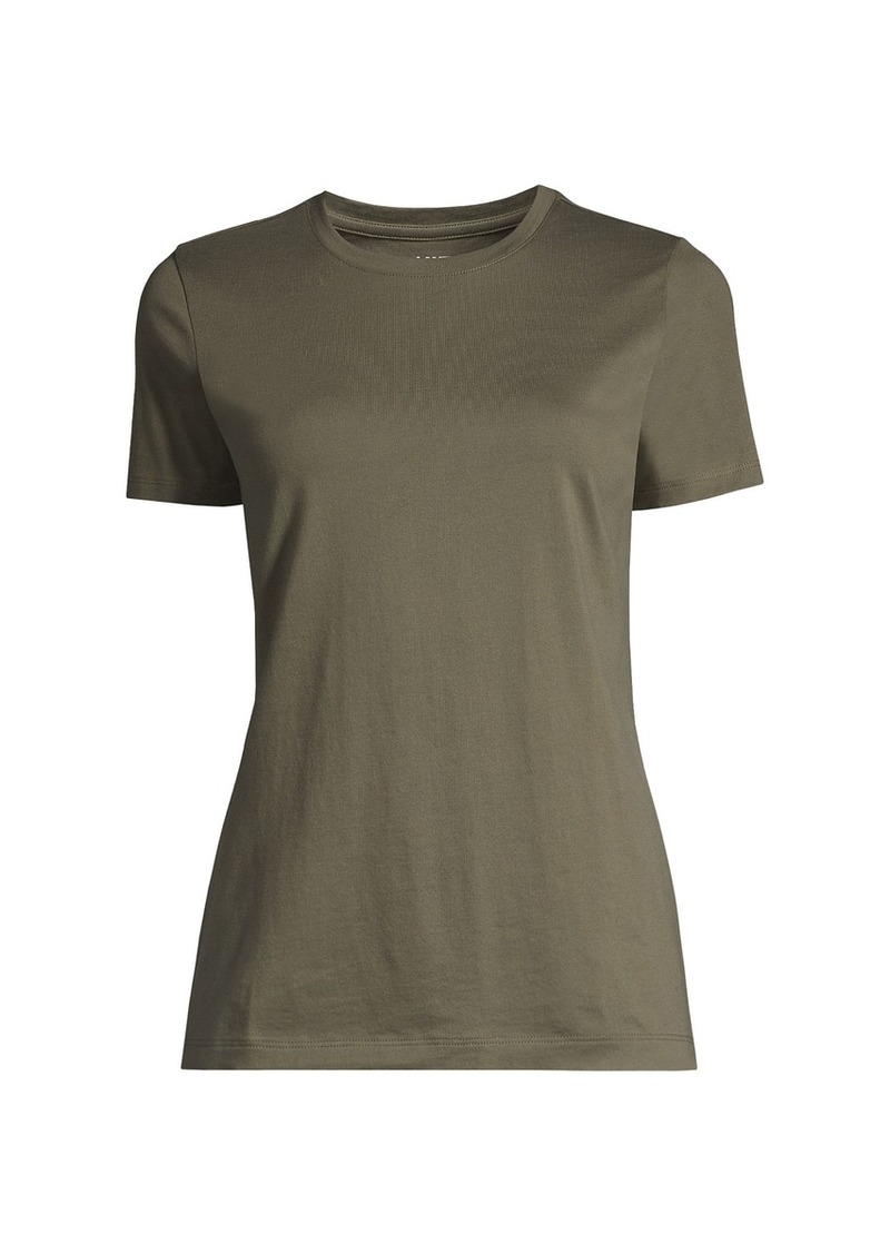 Lands' End Plus Size Relaxed Supima Cotton Crew Neck T-Shirt - Forest moss