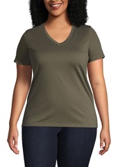 Lands' End Plus Size Relaxed Supima Cotton Short Sleeve V-Neck T-Shirt - Black