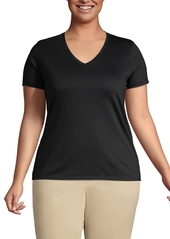 Lands' End Plus Size Relaxed Supima Cotton V-Neck T-Shirt - Radiant navy