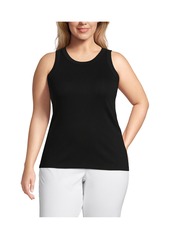 Lands' End Plus Size Rib Tank Top - Black