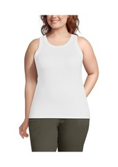 Lands' End Plus Size Rib Tank Top - Black