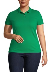 Lands' End Plus Size Short Sleeve Basic Mesh Polo Shirt - True blue