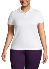 Lands' End Plus Size Short Sleeve Basic Mesh Polo Shirt - True blue