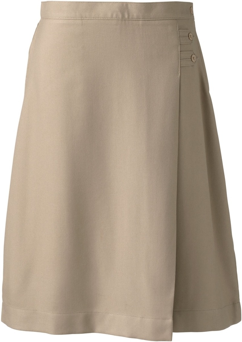 Lands' End Plus Size Solid A-line Skirt Below the Knee - Khaki