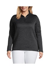 Lands' End Plus Size School Uniform Sweater Fleece Quarter Zip Pullover - Arctic gray heather