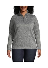 Lands' End Plus Size School Uniform Sweater Fleece Quarter Zip Pullover - Arctic gray heather