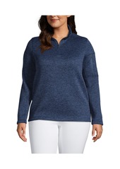 Lands' End Plus Size School Uniform Sweater Fleece Quarter Zip Pullover - Arctic gray heather