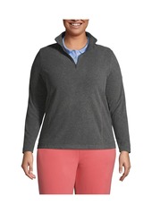 Lands' End Plus Size Thermacheck 100 Fleece Quarter Zip Pullover Top - Black