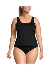 Lands' End Plus Size Scoop Neck One Piece Fauxkini Swimsuit - Black