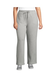 Lands' End Plus Size Serious Sweats High Rise Relaxed Straight Leg Pants - Gray heather