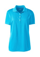 Lands' End Plus Size Short Sleeve Solid Active Polo - Brilliant turquoise