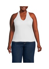 Lands' End Plus Size Slender Halter Top - White