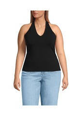 Lands' End Plus Size Slender Halter Top - White