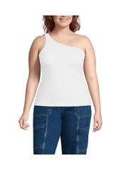 Lands' End Plus Size Slender One Shoulder Top - Deep sea navy