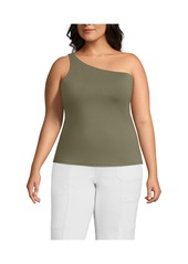 Lands' End Plus Size Slender One Shoulder Top - Deep sea navy