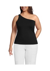 Lands' End Plus Size Slender One Shoulder Top - Deep sea navy