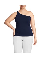 Lands' End Plus Size Slender One Shoulder Top - Deep sea navy