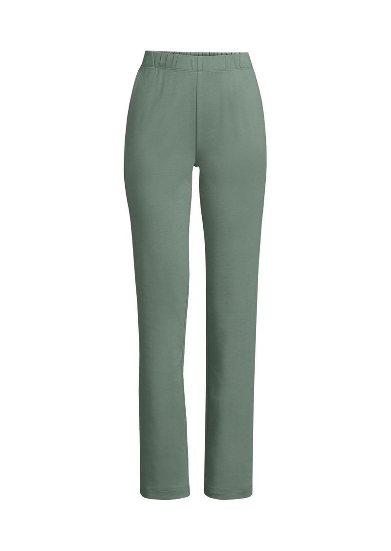 Lands' End Plus Size Sport Knit High Rise Elastic Waist Pants - Lily pad green