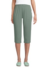 Lands' End Plus Size Sport Knit High Rise Elastic Waist Pull On Capri Pants - Sahara desert