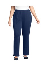 Lands' End Plus Size Sport Knit High Rise Pants - Flax heather