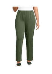 Lands' End Plus Size Sport Knit High Rise Pants - Flax heather