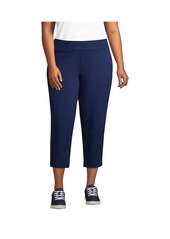 Lands' End Plus Size Starfish Mid Rise Pull On Crop Pants - Forest moss