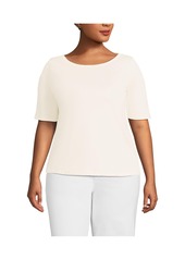 Lands' End Plus Size Supima Boatneck Top - Black