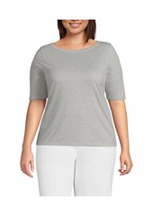 Lands' End Plus Size Supima Boatneck Top - Black