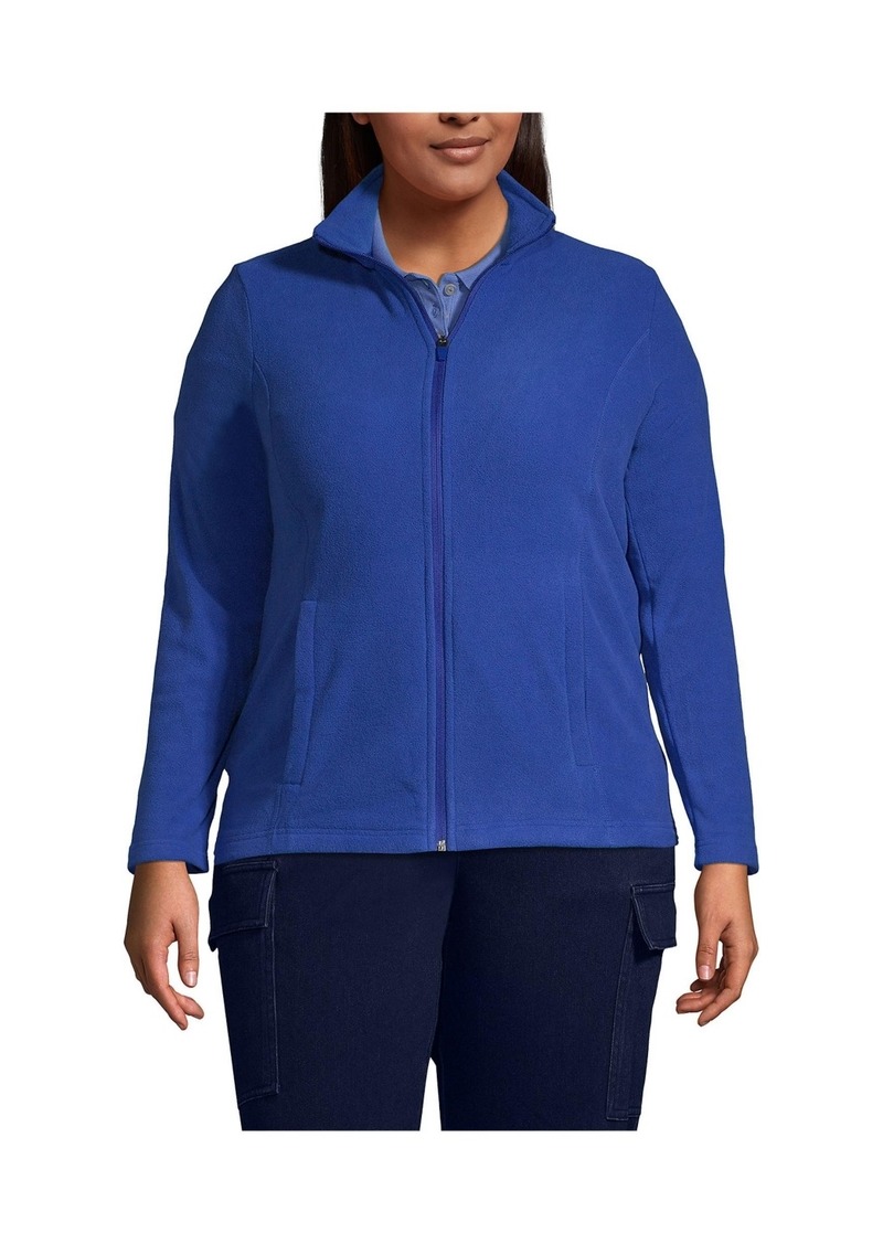 Lands' End Plus Size Thermacheck 100 Fleece Jacket - Dark cobalt blue