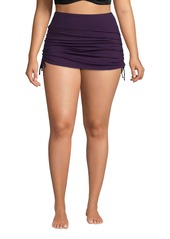 Lands' End Plus Size Tummy Control Adjustable Swim Skirt Swim Bottoms - Deep sea navy