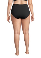 Lands' End Plus Size Tummy Control High Waisted Bikini Swim Bottoms - Blackberry