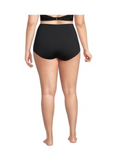 Lands' End Women's Tummy Control Retro High Waisted Bikini Swim Bottoms - Black