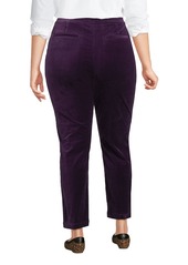 Lands' End Plus Size Velvet High Rise Pintuck Pencil Ankle Pants - Deep balsam