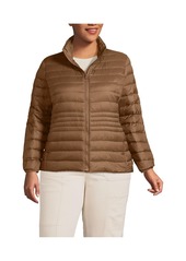 Lands' End Plus Size Wanderweight Ultralight Packable Down Jacket - Gunmetal shine