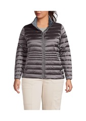 Lands' End Plus Size Wanderweight Ultralight Packable Down Jacket - Gunmetal shine