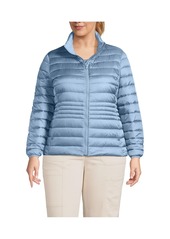 Lands' End Plus Size Wanderweight Ultralight Packable Down Jacket - Gunmetal shine