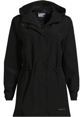 Lands' End Plus Size Waterproof Hooded Packable Raincoat - Deep sea navy