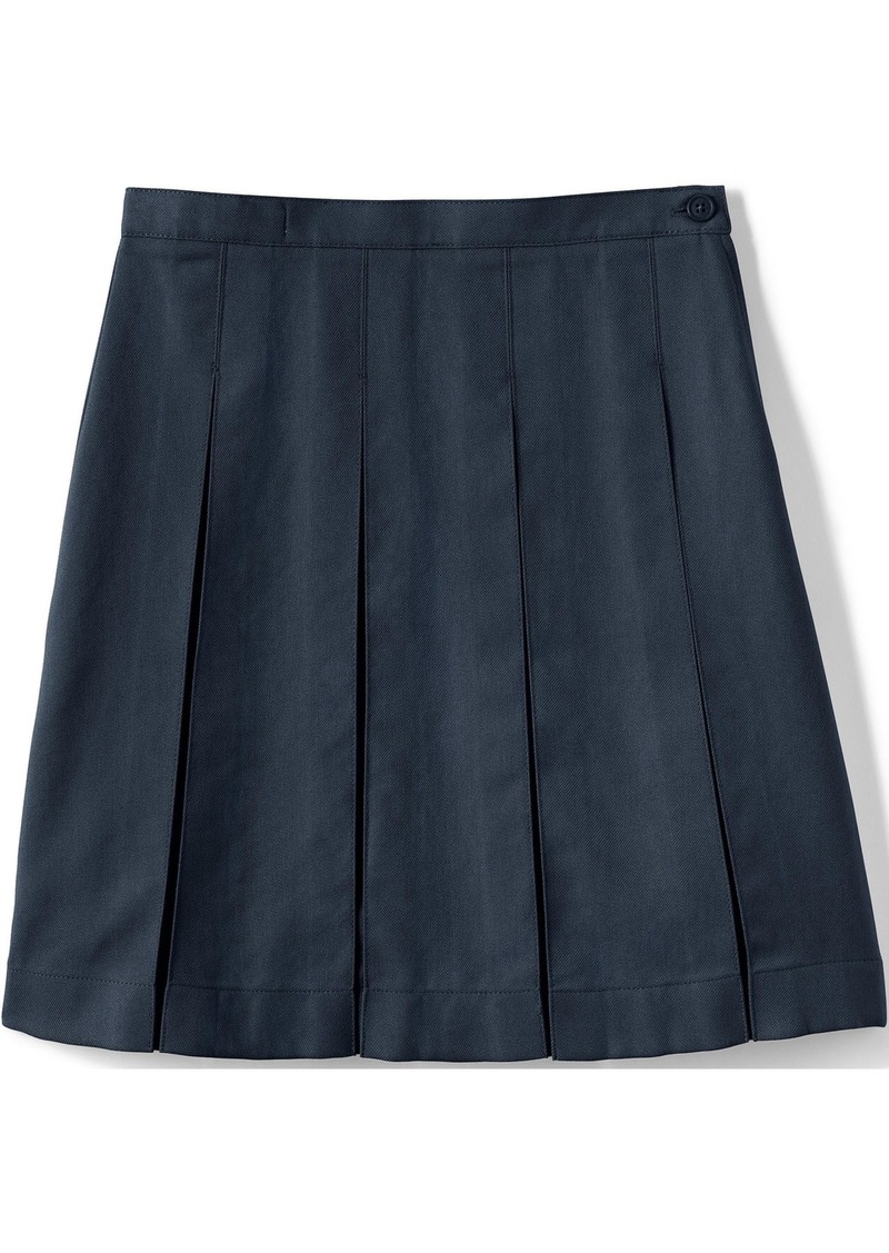 Lands' End School Uniform Girls Box Pleat Skirt Below the Knee - Classic navy