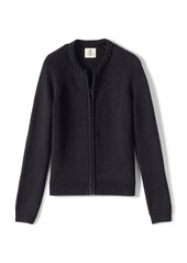 Lands' End Girls School Uniform Cotton Modal Zip Front Cardigan Sweater - Coal heather