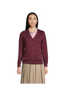 Lands' End School Uniform Women's Cotton Modal Button Front Cardigan Sweater
