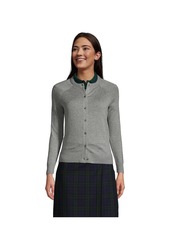 Lands' End Women's School Uniform Cotton Modal Cardigan Sweater - Deep purple