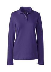 Lands' End Women's School Uniform Long Sleeve Feminine Fit Interlock Polo Shirt - Deep purple