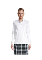 Lands' End Women's School Uniform Long Sleeve Interlock Polo Shirt - Evergreen