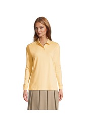 Lands' End Women's School Uniform Long Sleeve Interlock Polo Shirt - Maize