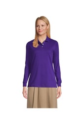 Lands' End Women's Long Sleeve Interlock Polo Shirt - Black