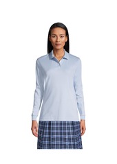 Lands' End Women's School Uniform Long Sleeve Interlock Polo Shirt - Gray heather