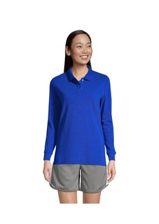 Lands' End Women's School Uniform Long Sleeve Mesh Polo Shirt - Cobalt