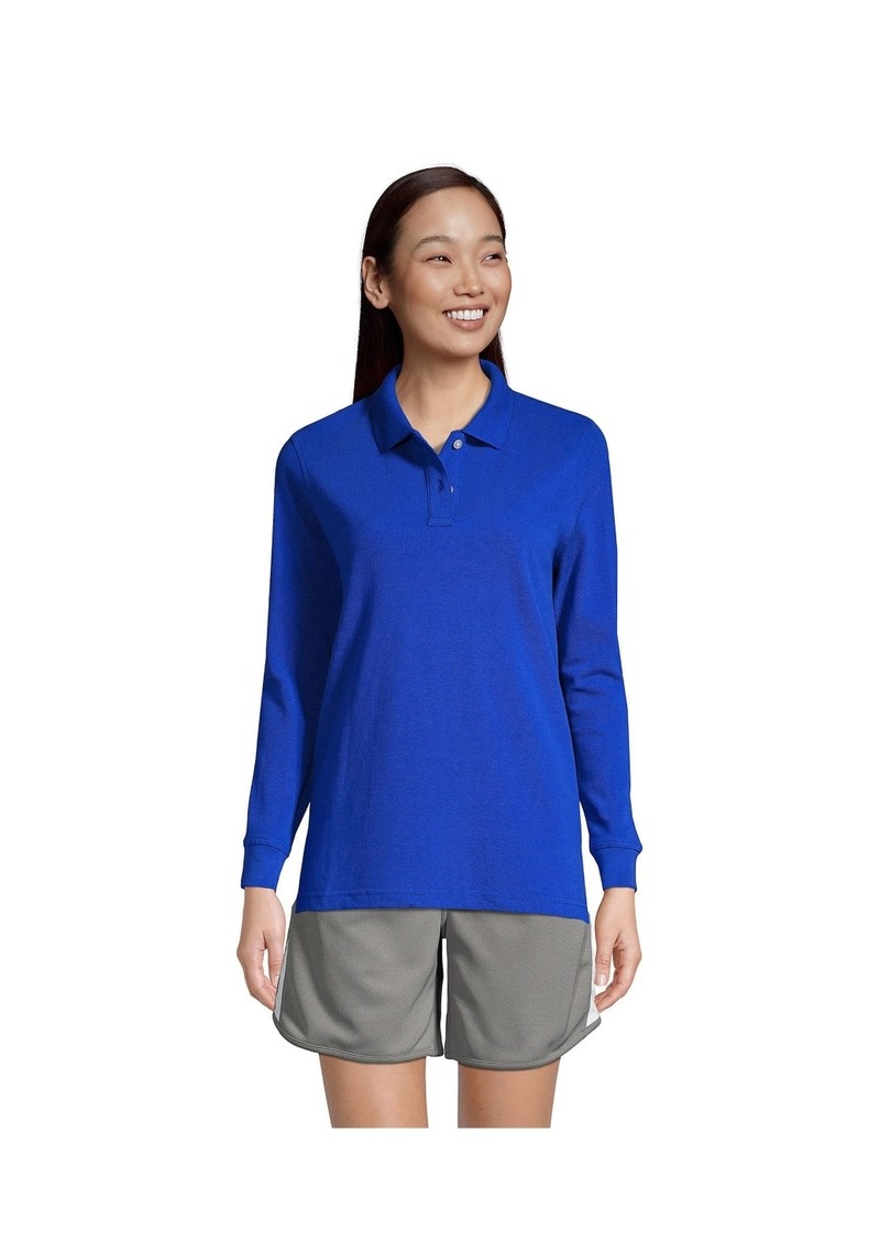 Lands' End Women's Long Sleeve Mesh Polo Shirt - Cobalt