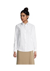 Lands' End Women's School Uniform Long Sleeve Oxford Dress Shirt - White